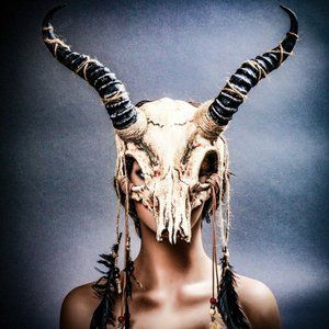 Antelope Devil Animal Skull w/ Impala Horns Mask